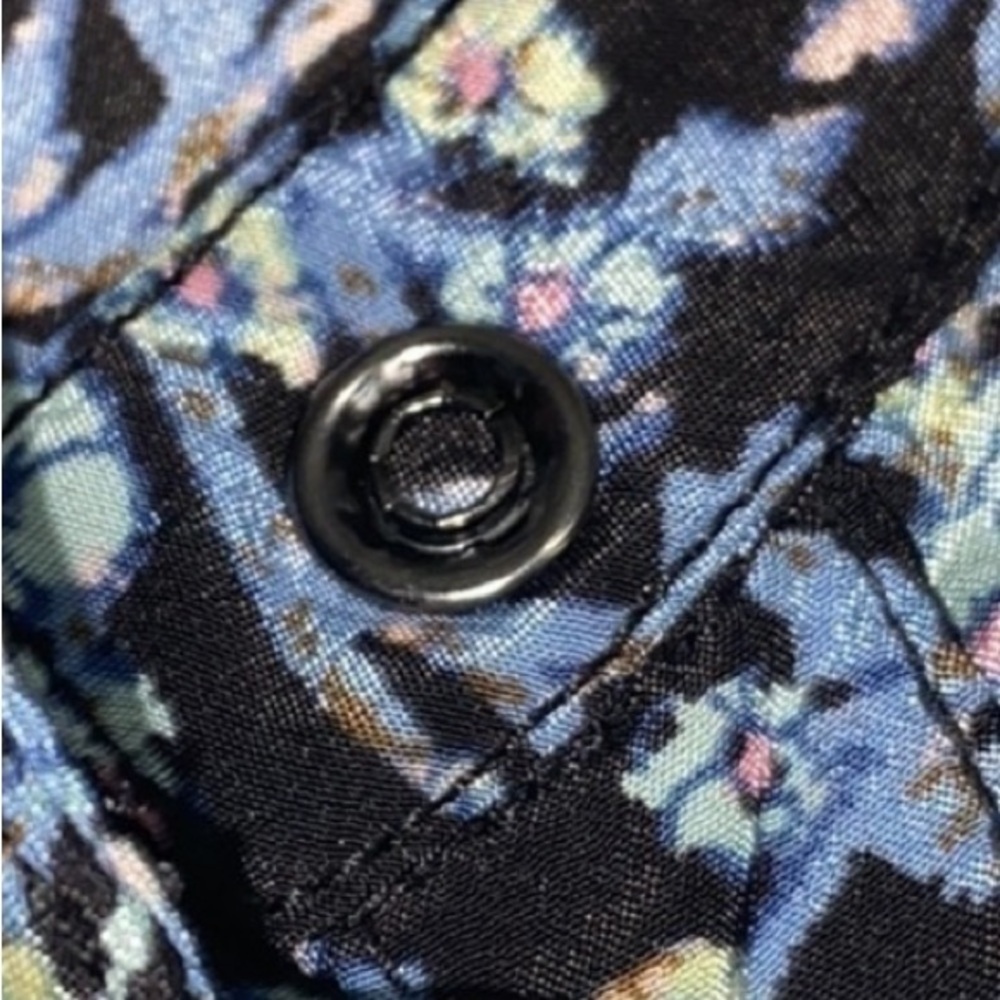 Free People Skyway Floral Drive in Boho Blouse Sash Tie Belt Black Blue Small - Picture 14 of 15